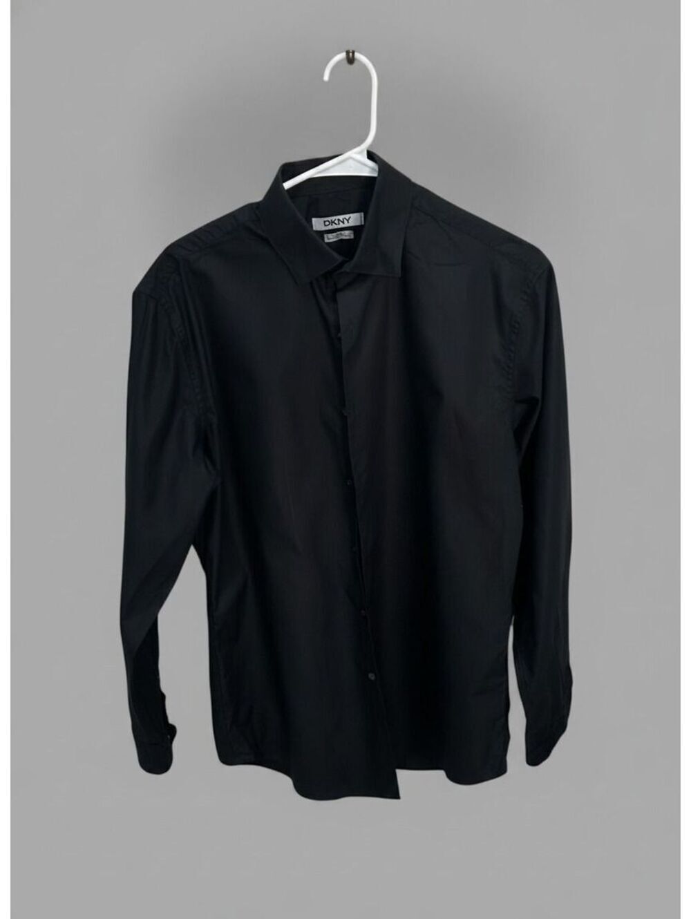 DKNY Y2K Black Slim Fit Dress Shirt Men’s 15.5 34/35 Button Front NWOT - Picture 2 of 9